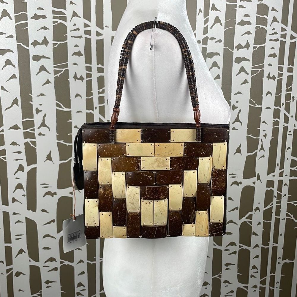 Beachcombers Patchwork Coconut Shell Rectangular Patch Purse Tote